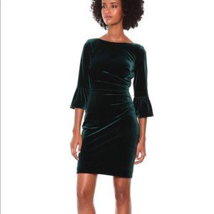 Vince Camuto Green Velvet Dress Bell-Sleeve Sz 4